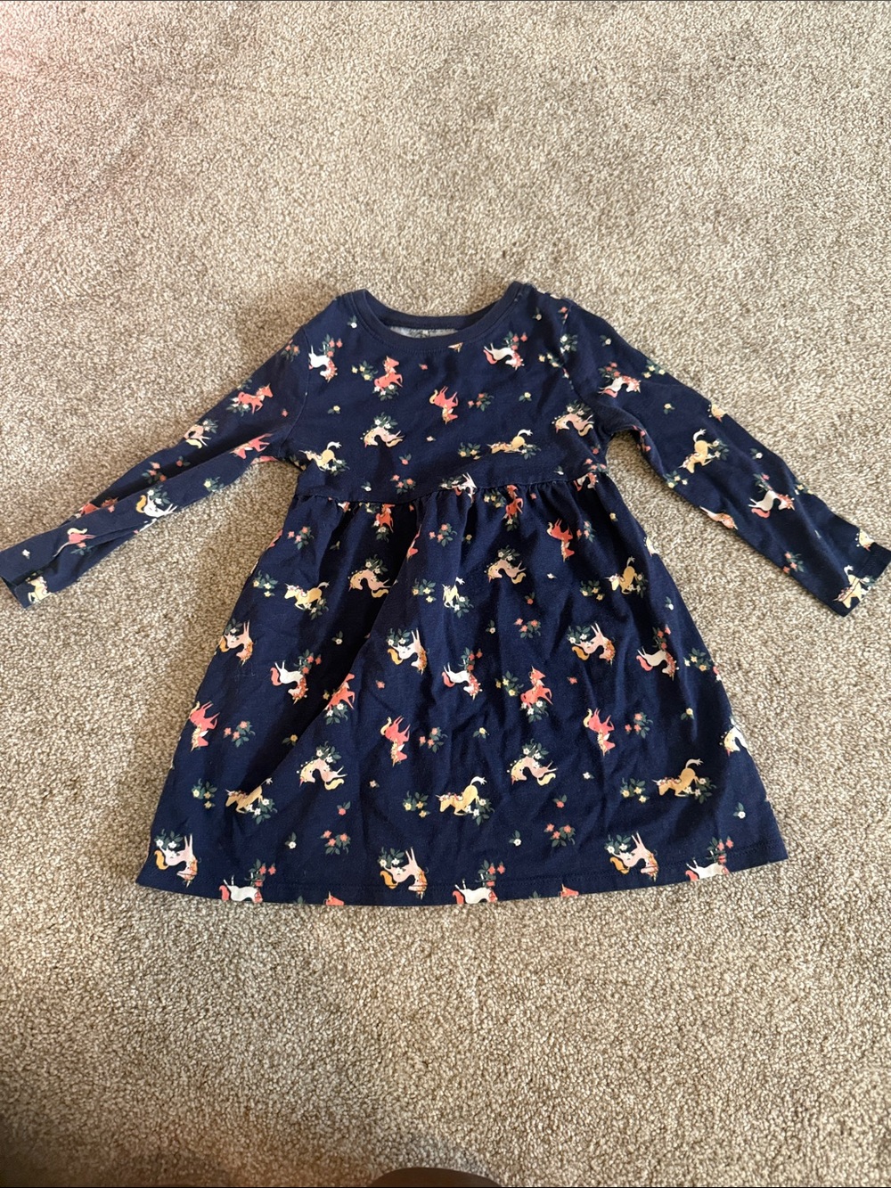 Old Navy Navy Long-Sleeve Unicorn Print Dress
